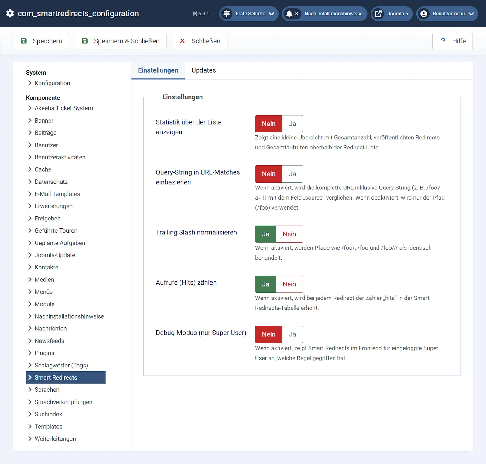 Konfiguration von Smart Redirects