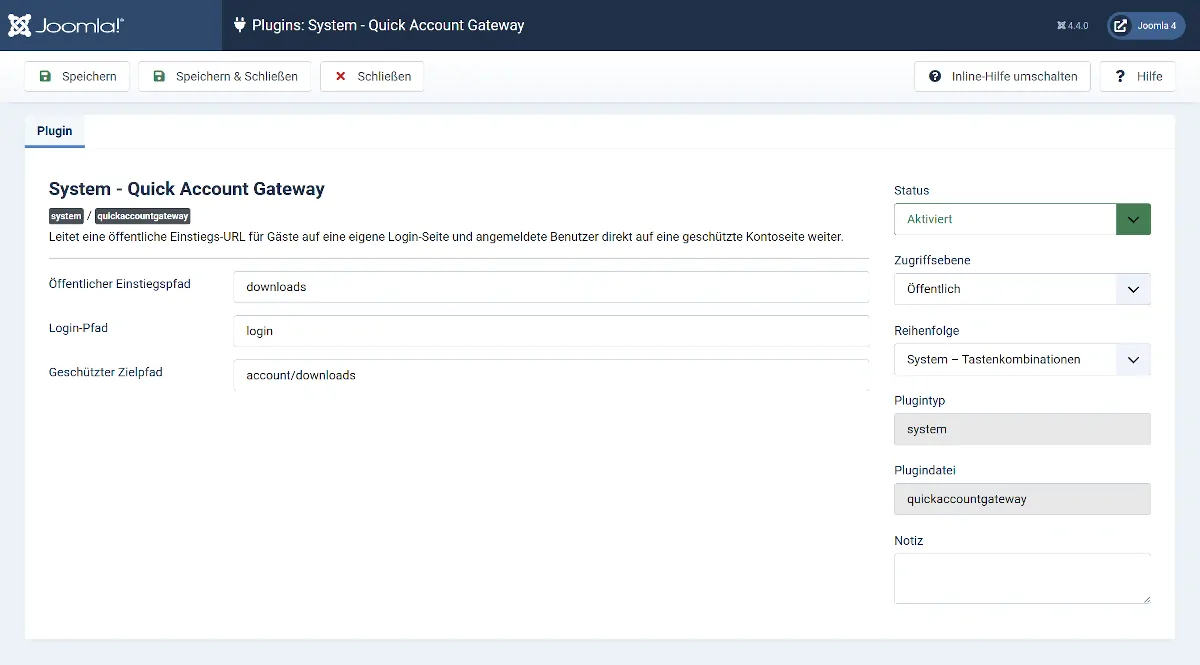 Konfiguration von Quick Account Gateway