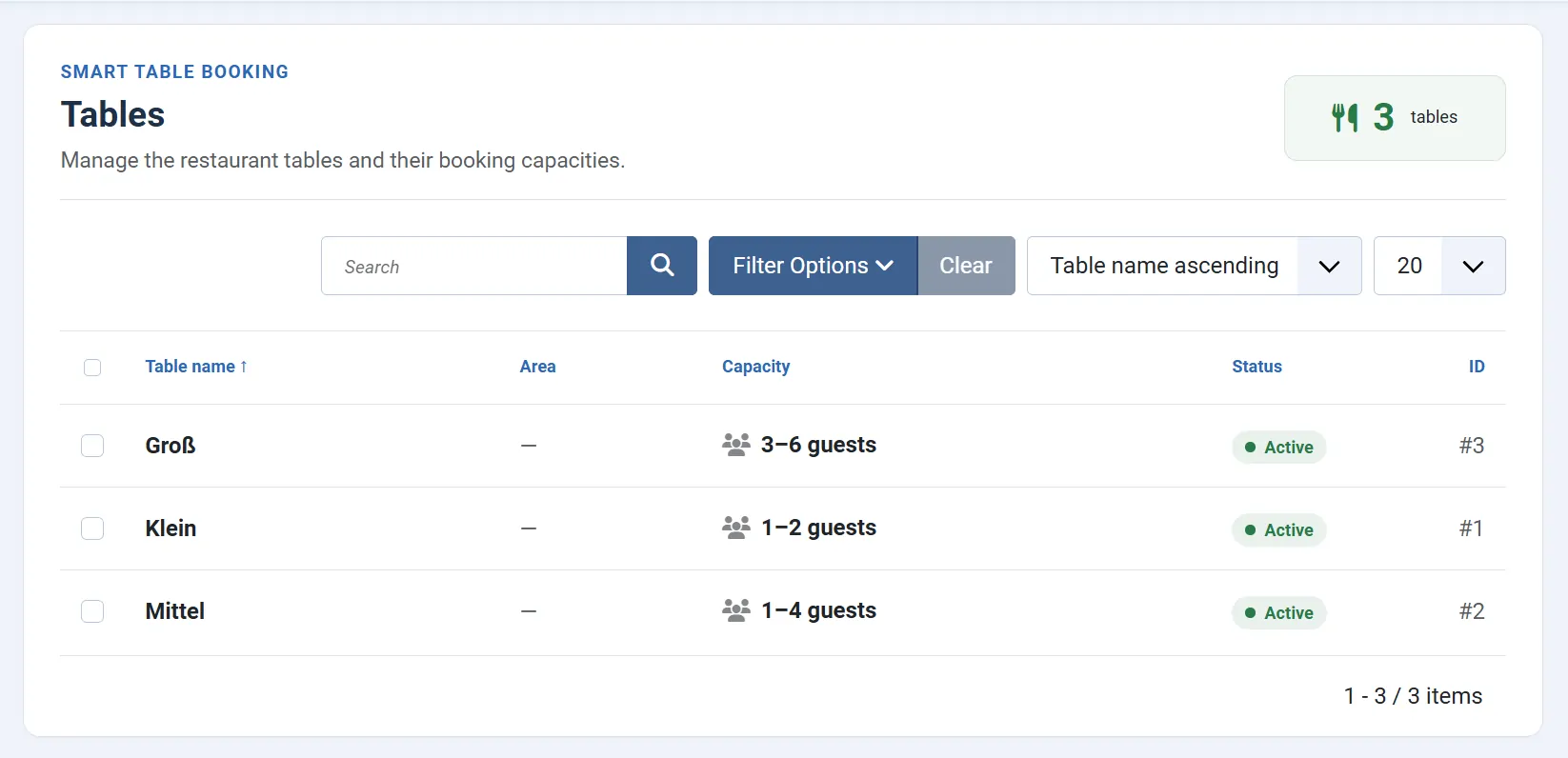 Table management and automatic table assignment in Smart Table Booking