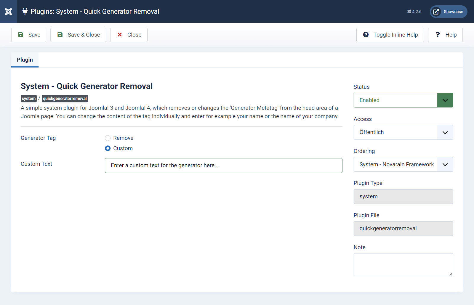 Plugin Quick Generator Removal