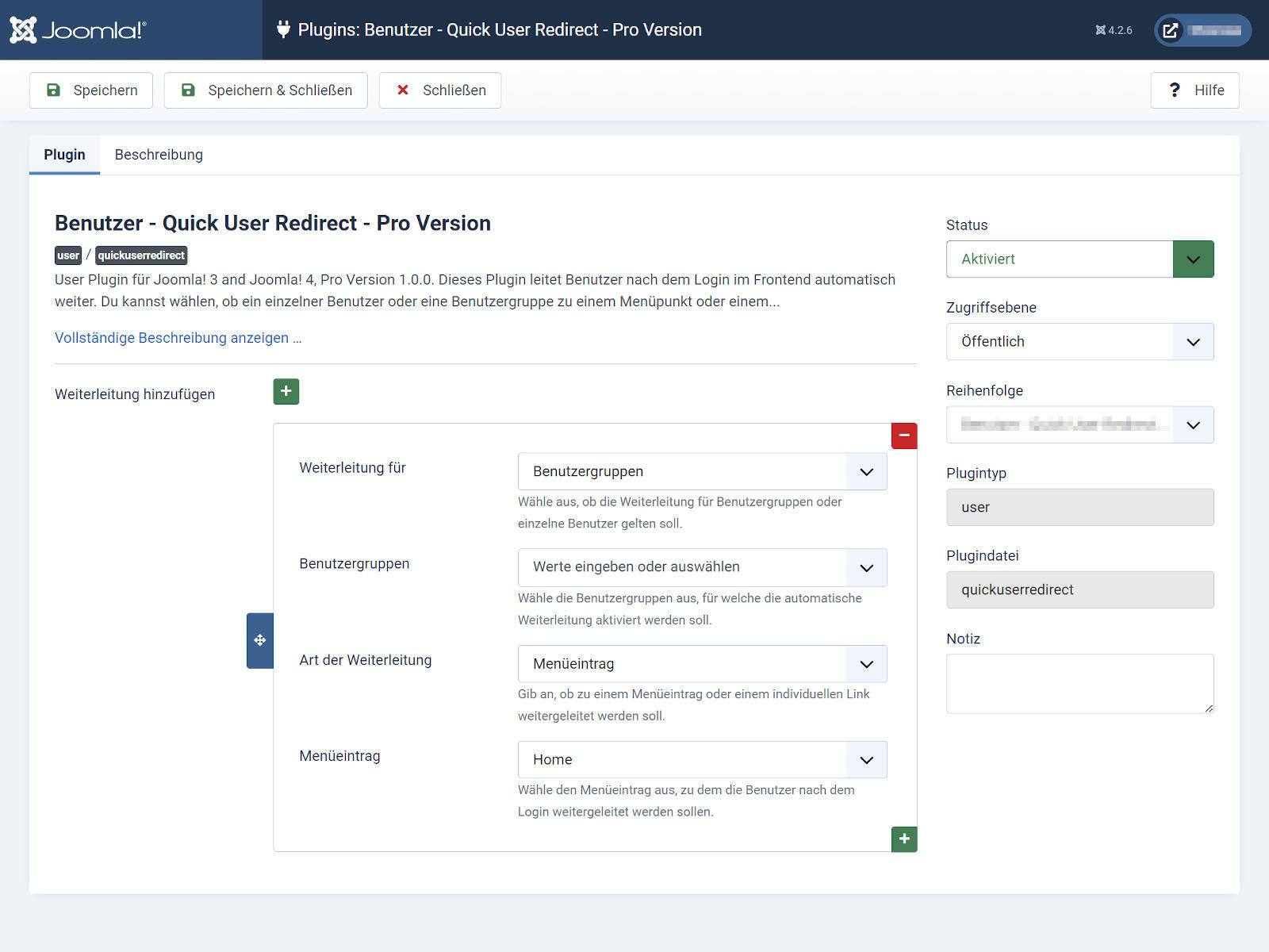 Quick User Redirect Plugin