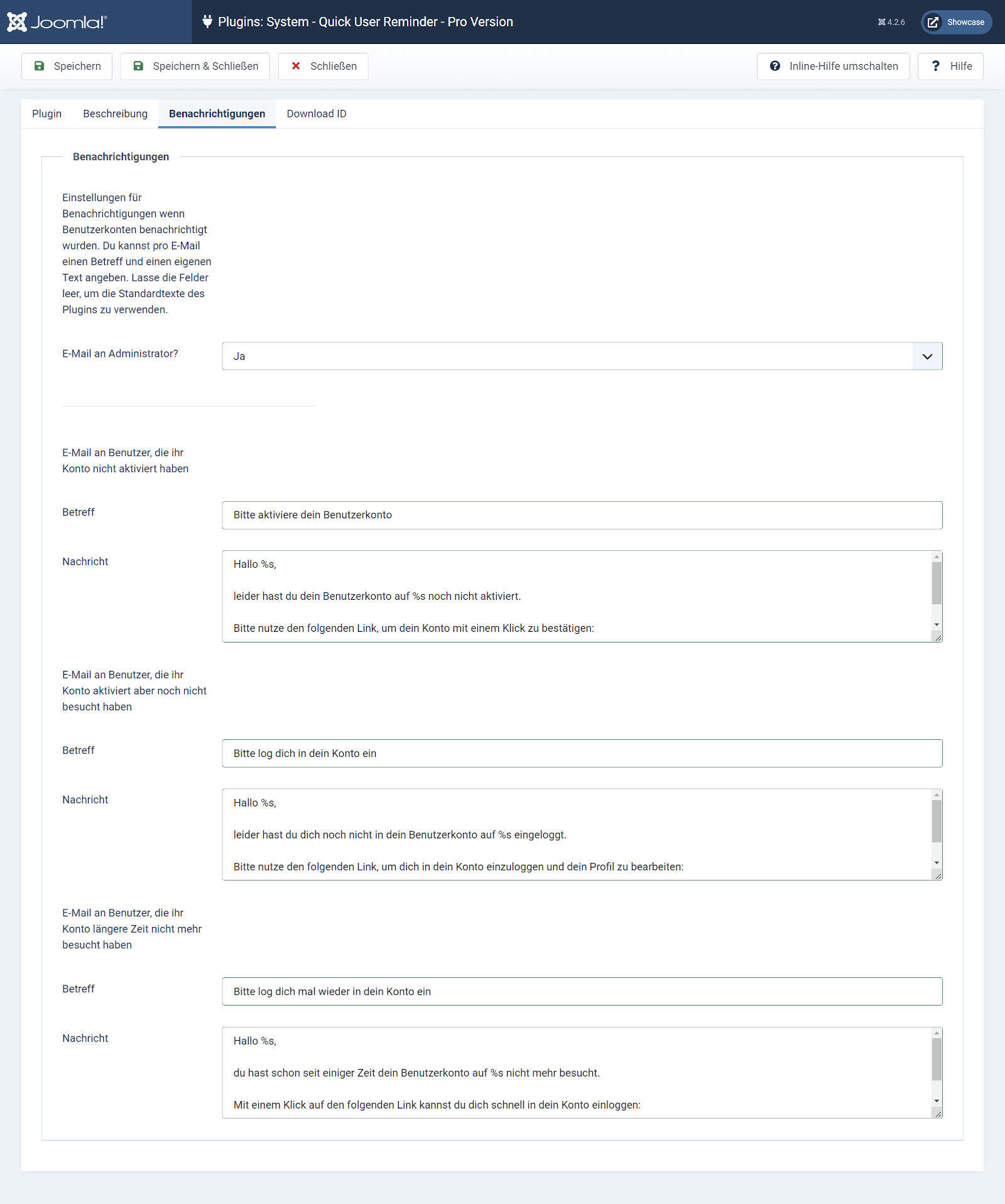 Plugin Benachrichtigungen